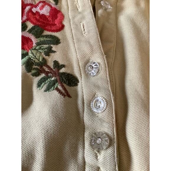 JOHNNY WAS HEAVILY EMBROIDERED VINTAGE LOOK BUTTON FRONT POLO SHIRT XS - Picture 8 of 10
